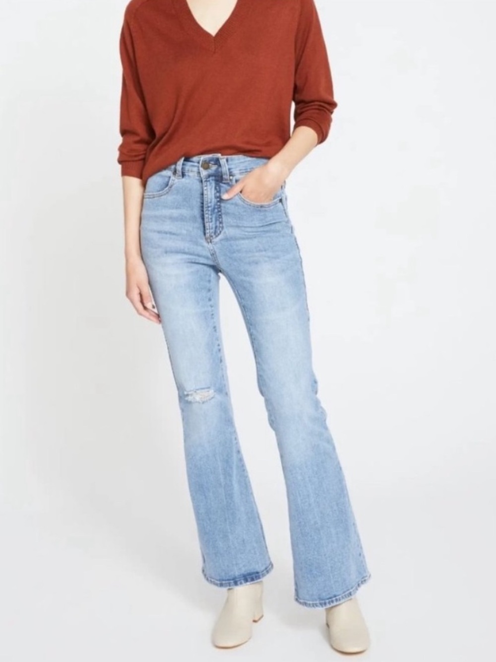 Universal Standard Farrah High Rise Flare Jeans Light Wash Size 22 NWT New